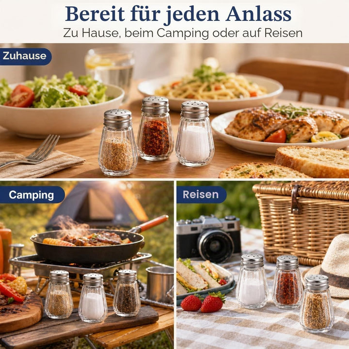 30 Mini Salzstreuer - Salz und Pfeffermühle, Mini Salzstreuer für unterwegs, Perfekt für Camping und