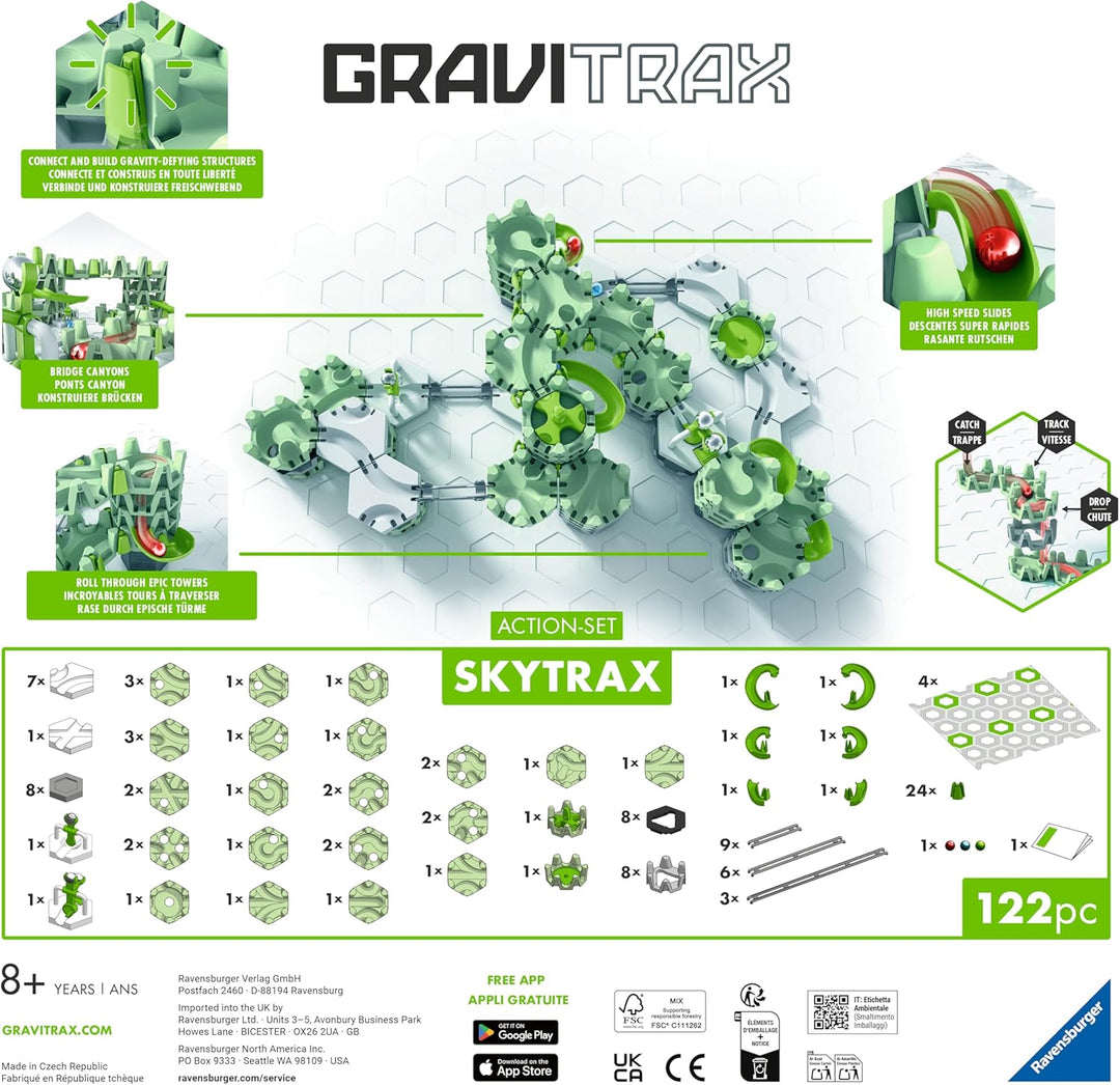 Ravensburger GraviTrax Action-Set Skytrax Innovative Kugelbahn neuen Funktionen Murmelbahn & Konstru