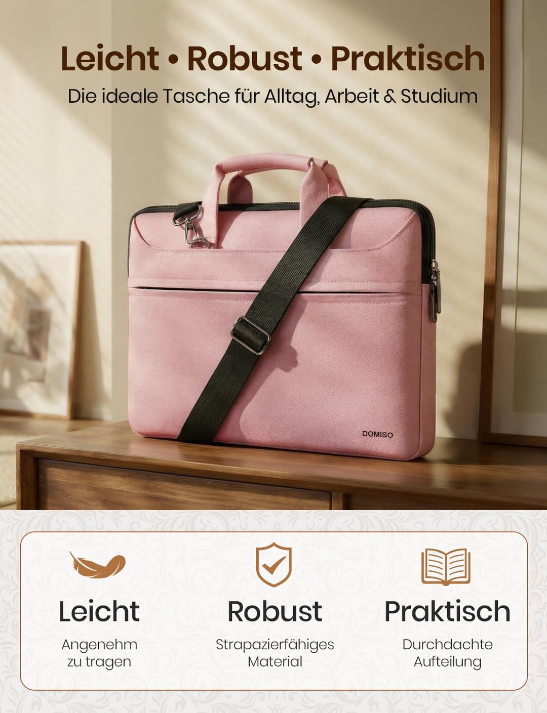 DOMISO 17 Zoll Laptop Tasche Hülle Notebooktasche Wasserdicht Aktentasche Tragetasche Schultertasche