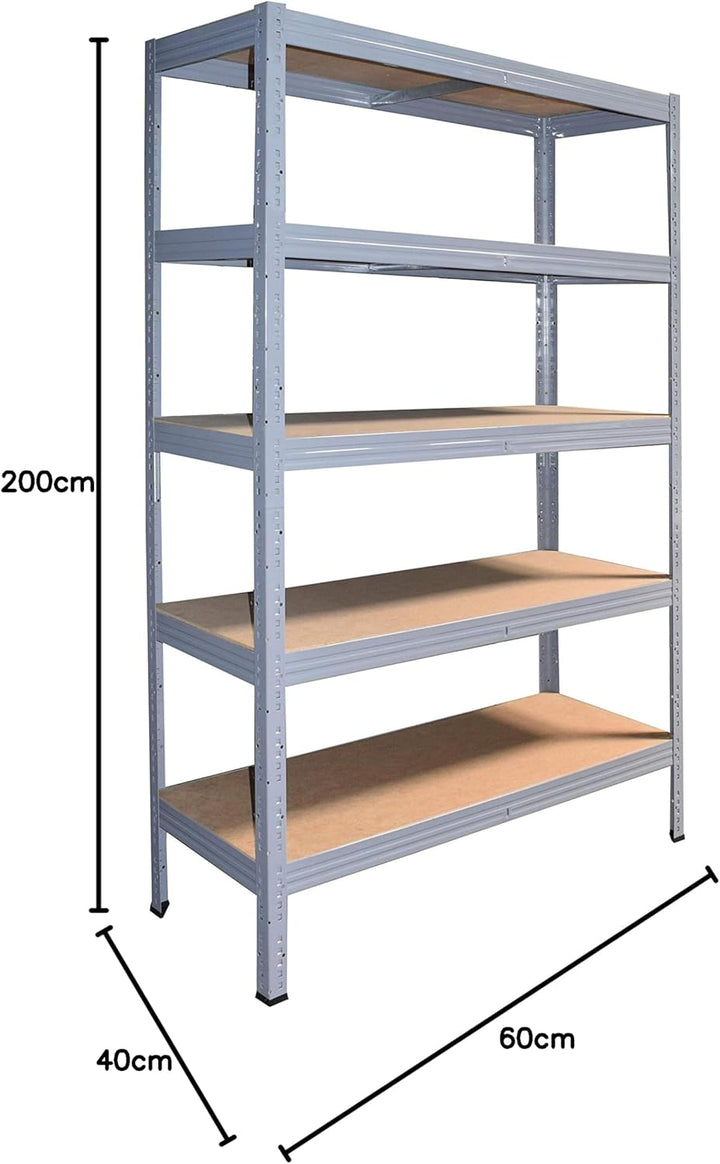 shelfplaza® 200x60x40cm Profi Schwerlastregal grau/Metallregal mit 5 Böden à 200kg Tragkraft/Kellerr