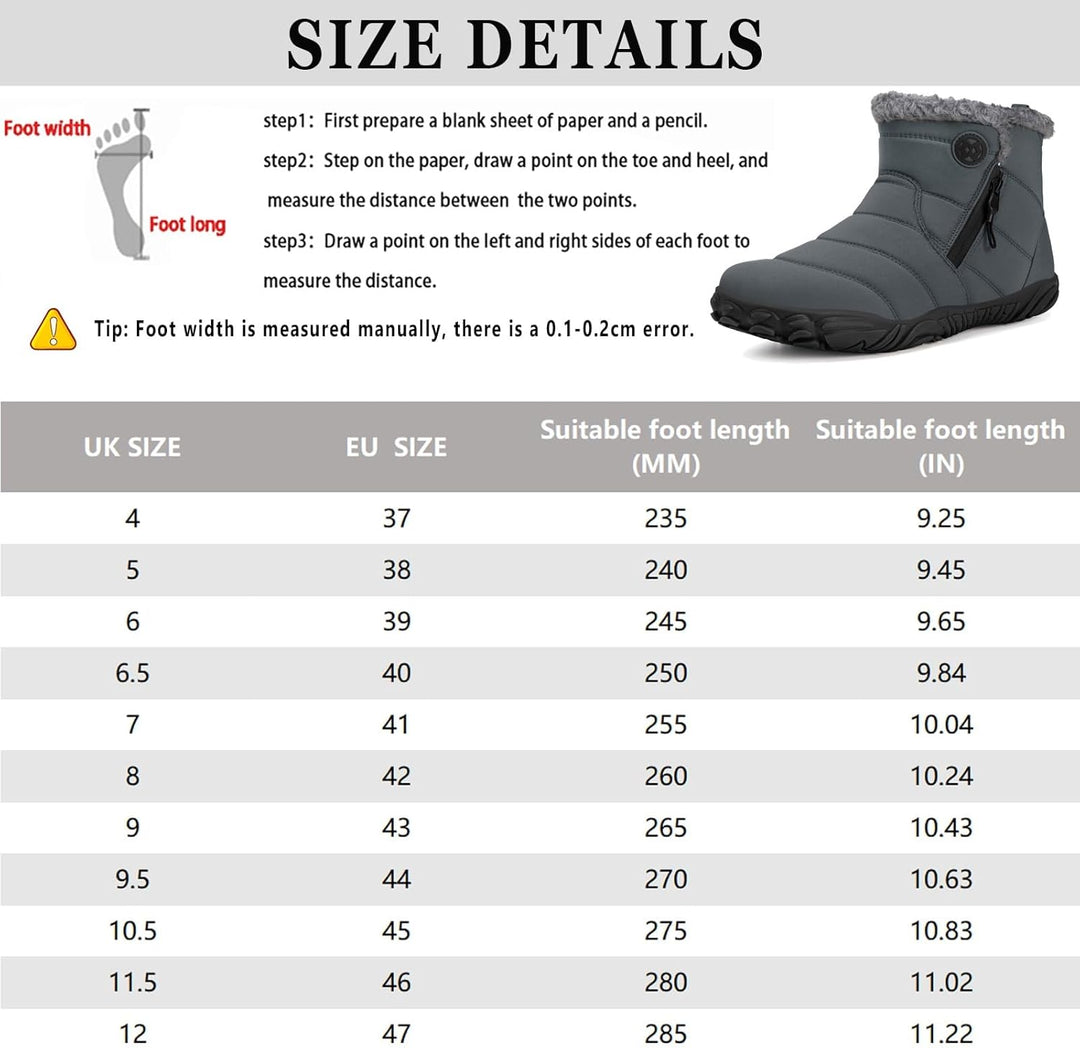 Sisttke Barfussschuhe Herren Gefüttert Winterschuhe Damen Warm Winterstiefel Winter rutschfeste Brei