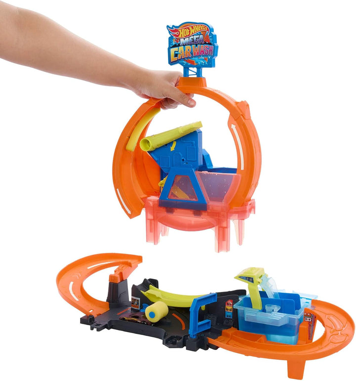 Hot Wheels City Mega Loop Autowaschanlage und Color Shifters Fahrzeug