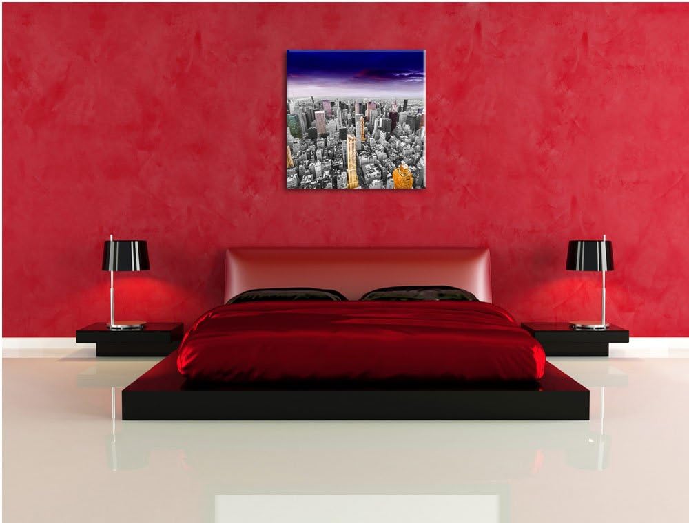 Pixxprint Skyline New York / 70x70cm Leinwandbild bespannt auf Holzrahmen/Wandbild Kunstdruck Dekora