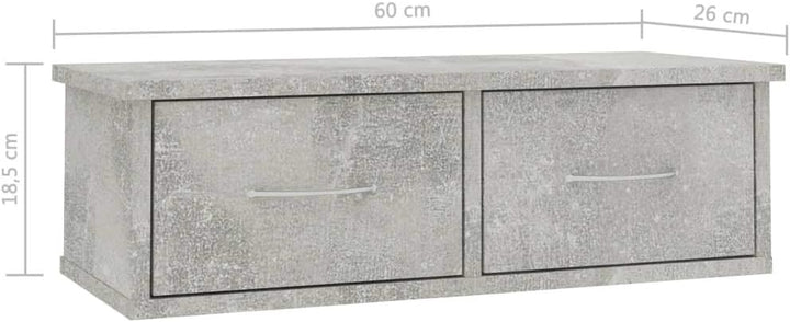 Tidyard Wandschrank Hängeschrank Wandregal mit Schublade Wandschublade Holzwerkstoff Betongrau 60x26