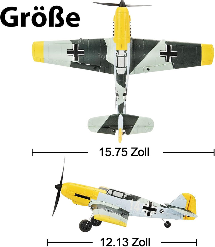 BF-109 RC Flugzeug, 2.4Ghz 4-CH Ferngesteuertes Flugzeug Warbird Aerobatics Flugzeug Spielzeug RTF m