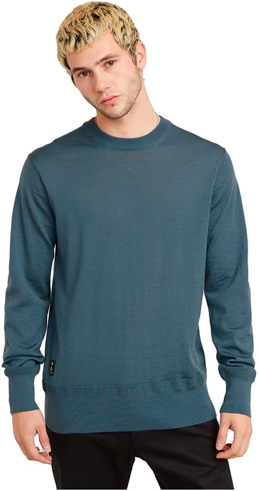 G-STAR Herren Premium Core Knitted Sweater M Blau (Avio D25174-d847-1820), M Blau (Avio D25174-d847-