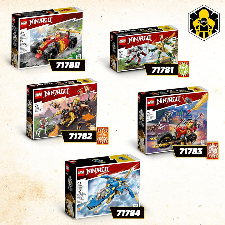 LEGO 71784 NINJAGO Jays Donner-Jet EVO, Aufrüstbares Ninja Spielzeug-Flugzeug mit Jay Minifigur, Ges