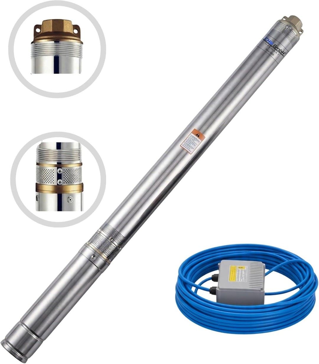 Brunnenpumpe 2,5 Zoll 250 Watt 4,3 Bar 2700 L/h Pumpe Zisterne, Tauchpumpe bis 3% sandverträglich