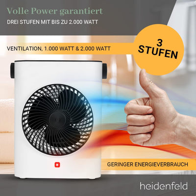 Heidenfeld Heizlüfter HL100 | 𝟯 𝐉𝐀𝐇𝐑𝐄 𝐆𝐀𝐑𝐀𝐍𝐓𝐈𝐄 - 2000 Watt - Heizkörper - Elektro Heizlüfter - Elekt