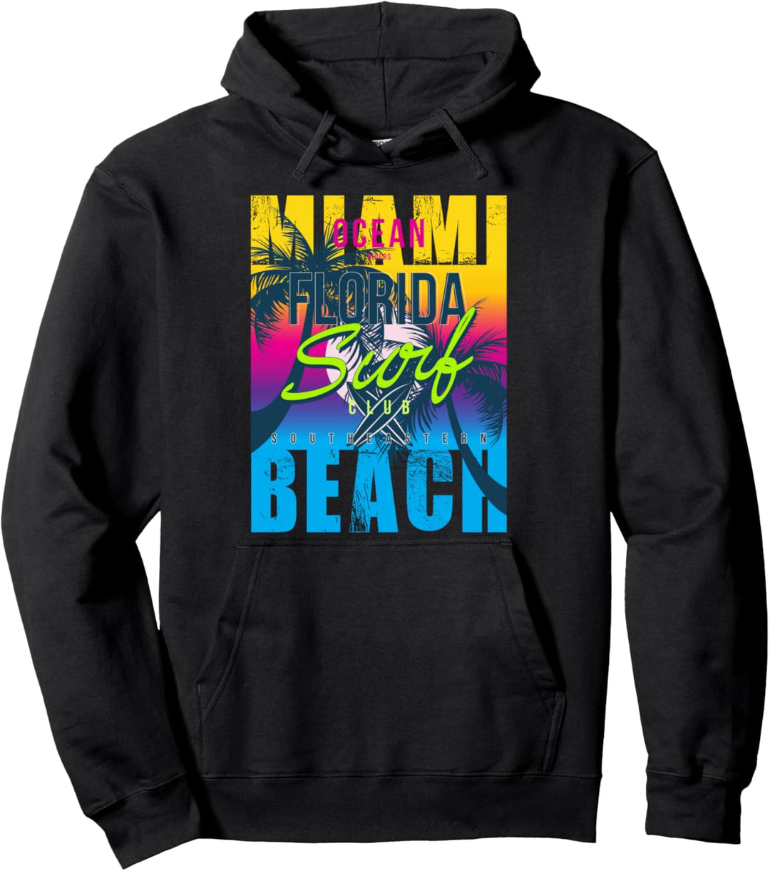 Colorful Miami Beach Novelty Graphic Tees & Cool Designs Pullover Hoodie