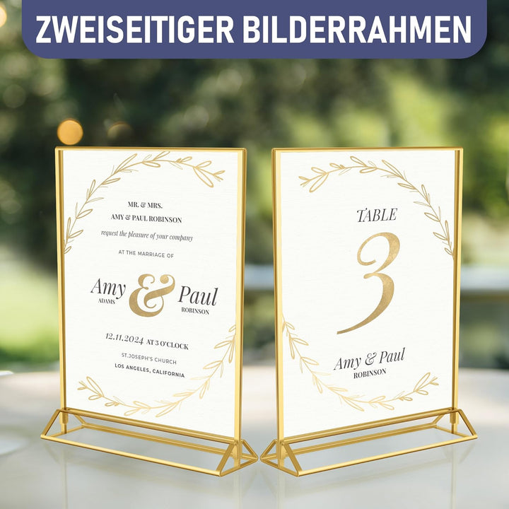 Goldener doppelseitiger Bilderrahmen - 6er-Pack - A4 Acryl Gold Tischkartenhalter, Aufsteller im Sta