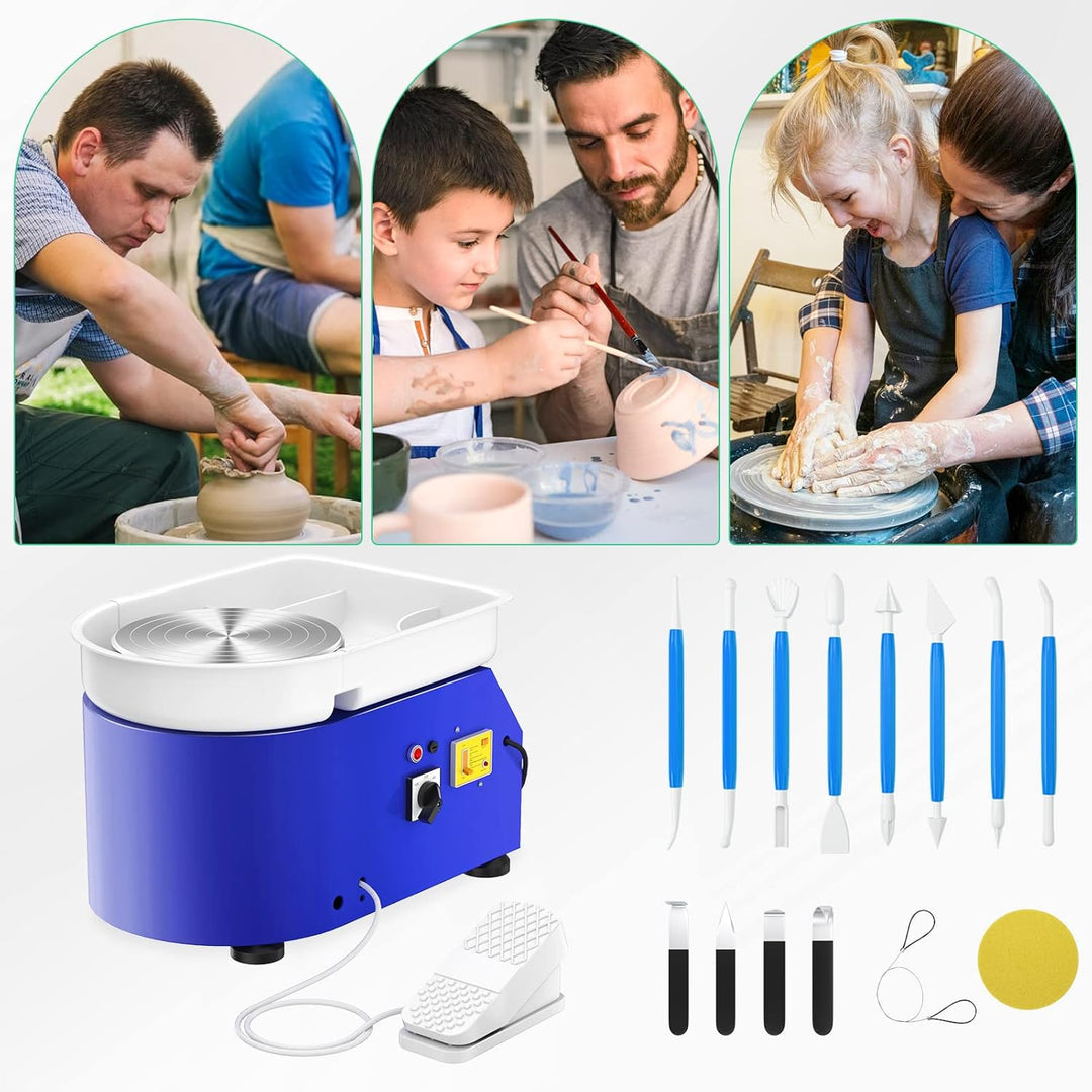 Elektrische Töpferscheibe Maschine, 25cm 350W Formmaschine Ton Werkzeug mit Fusspedale Keramikformma