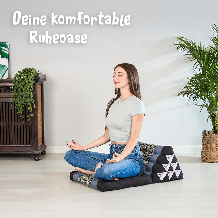 livasia Thaikissen mit 1 Auflage, Dreieckskissen mit Sitzkissen, Keilkissen mit Kapok, Rückenkissen