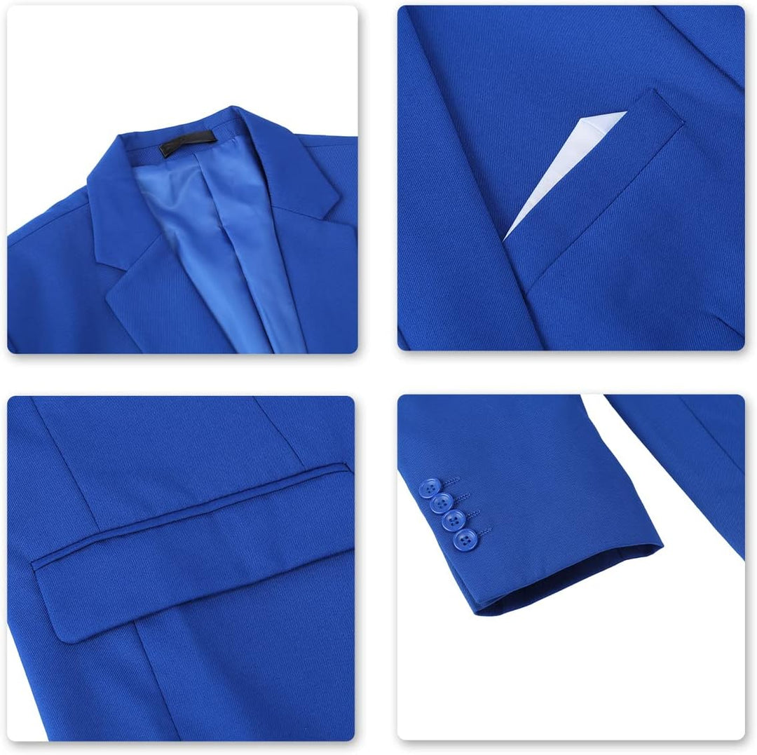 YOUTHUP Herren 3 Teilig Anzug Slim Fit Formell Anzüge 1 Knopf Herrenanzug für Business Hochzeit, Bla