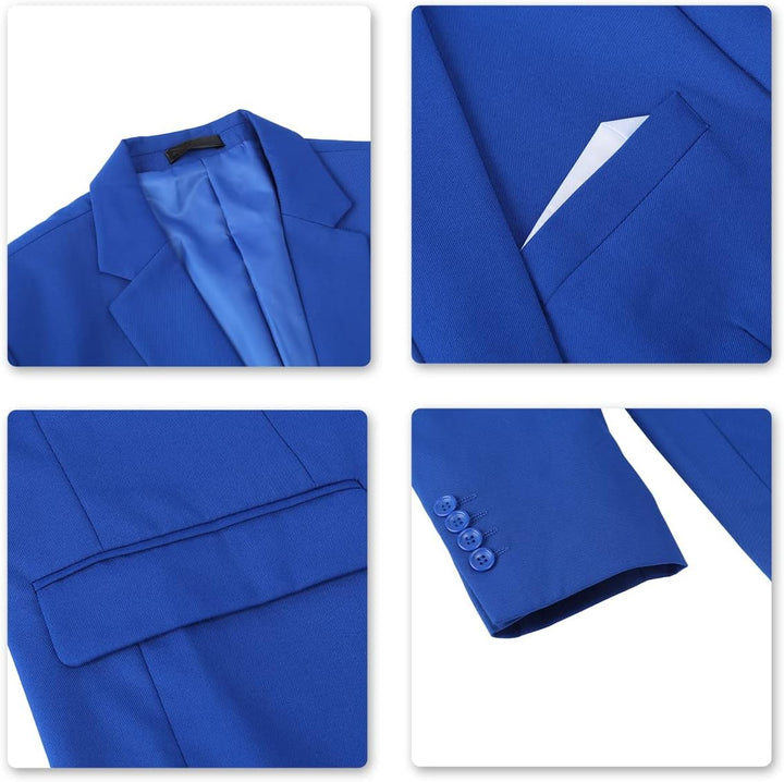 YOUTHUP Herren 3 Teilig Anzug Slim Fit Formell Anzüge 1 Knopf Herrenanzug für Business Hochzeit L Bl