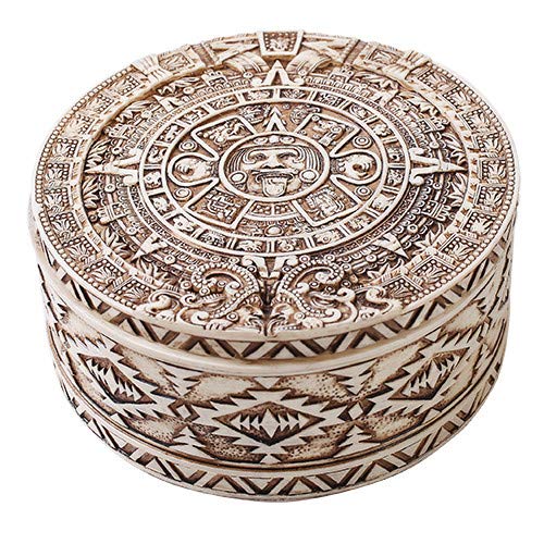 Aztec Round Box Jewelry Trinket Figurine