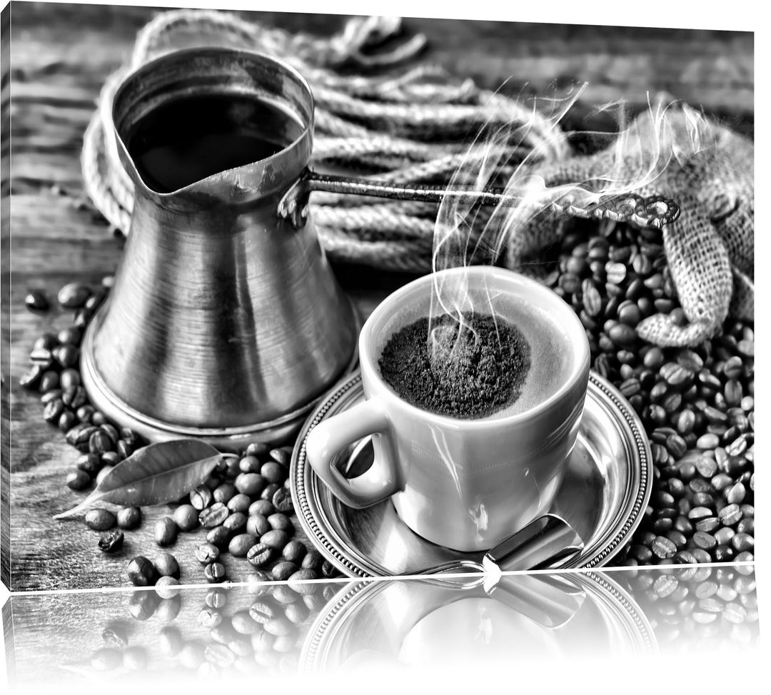 Pixxprint Kaffe Kaffeetasse Kaffee / 100x70cm Leinwandbild bespannt auf Holzrahmen/Wandbild Kunstdru