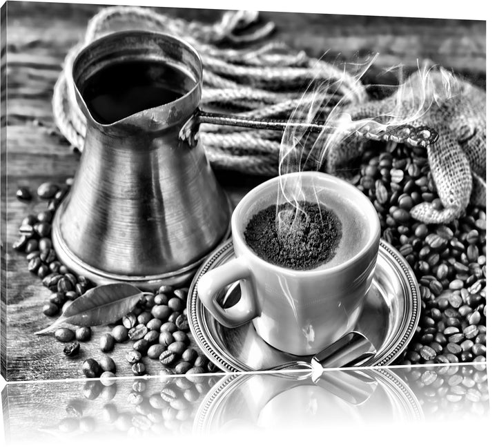 Pixxprint Kaffe Kaffeetasse Kaffee / 100x70cm Leinwandbild bespannt auf Holzrahmen/Wandbild Kunstdru