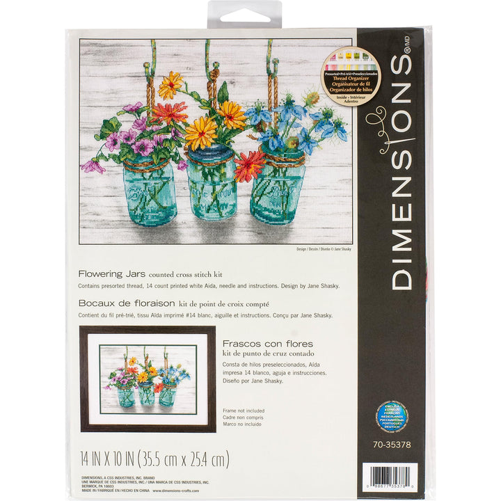 Dimensions D70-35378 Flowers in Mason Kreuzstich-Set, 14-fädiger Aida-Stoff, 35,6 x 25,4 cm Counted