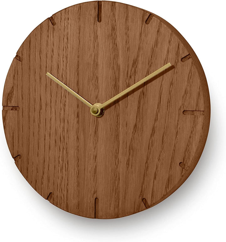 Natuhr Wanduhr Eiche rustikal Holz Solide 20 cm Mini Massivholz, geräuscharmes U.T.S. Uhrwerk (Räuch