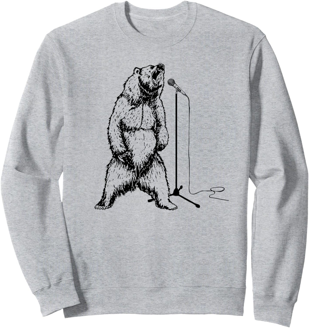 Funny Singing Grizzly Bear Roar Rock Music Sweatshirt