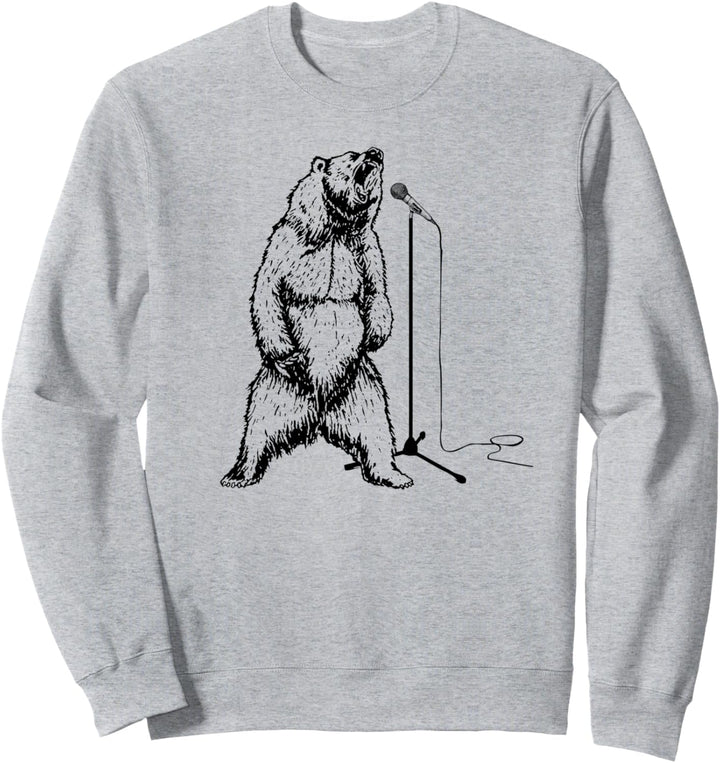 Funny Singing Grizzly Bear Roar Rock Music Sweatshirt