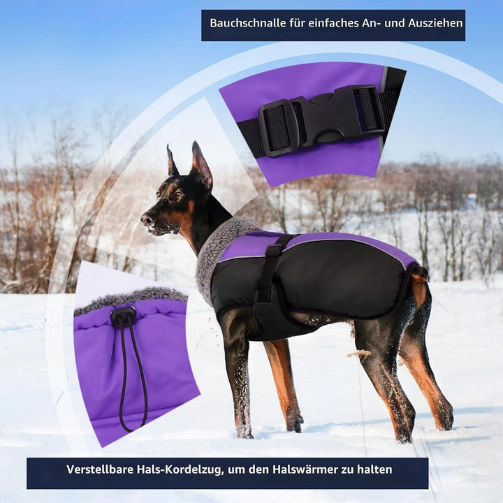 IECOii Hundemantel Winter,Warme Fleece Rollkragen Hundejacke,Wasserdicht Winterjacken Wintermäntel f
