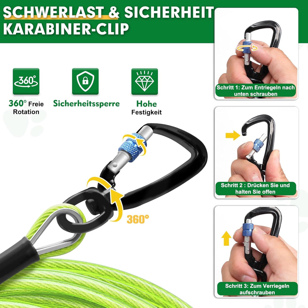Hofleine Für Hunde, 3m Hofleine Tie Out Leinen, Tie Out Cables Für Hunde mit Schraubverschluss, Hofl