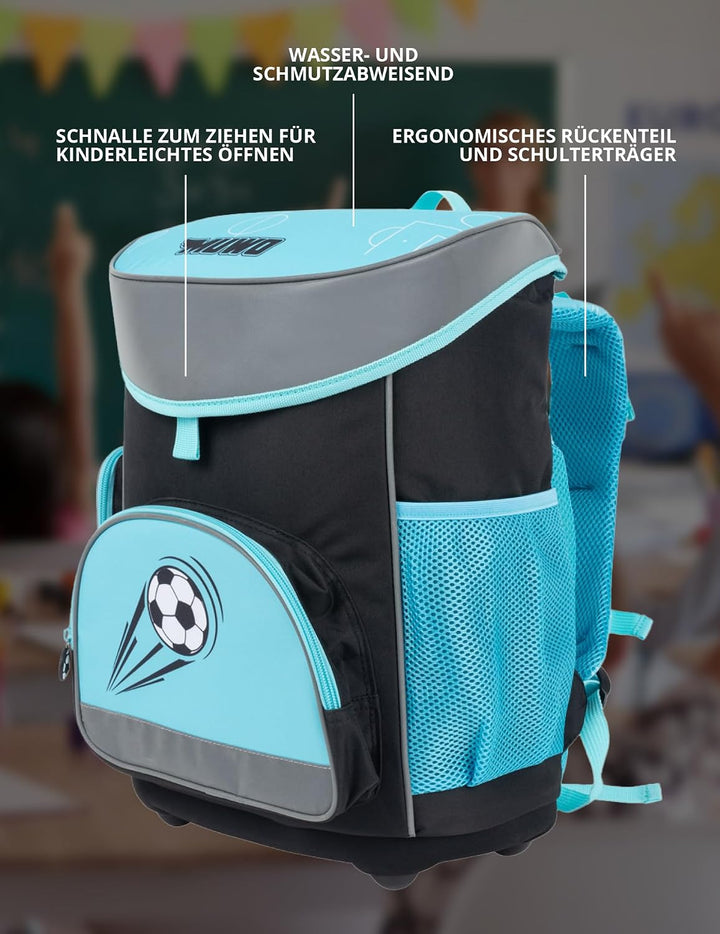 MUWO Kinder Schulranzen Set 5tlg. ergonomischer Leichter Schulrucksack mit Sporttasche, Turnbeutel,