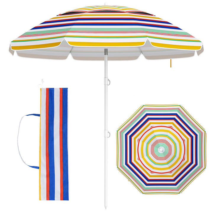GOPLUS Strand Sonnenschirm, Strandschirm windfest stabil, Gartenschirm mit UPF 50+, Outdoor Sonnensc