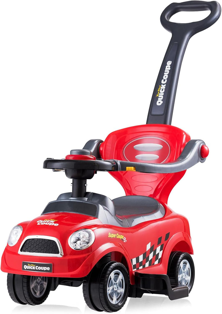 GOPLUS Kinder Rutschauto, Rutschfahrzeug mit Schiebestange, abnehmbaren Sicherheitsbügel & Rückenleh