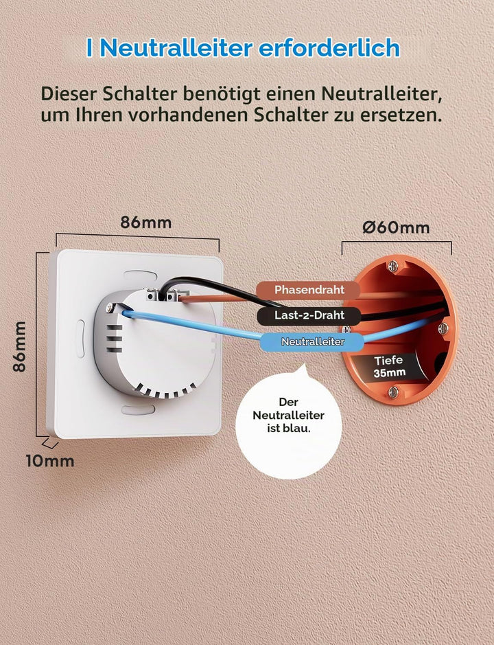 Meross Smart Schalter | Nullleiter Erforderlich | WLAN Wandschalter mit Fernsteuerung &amp; Sprachsteuer