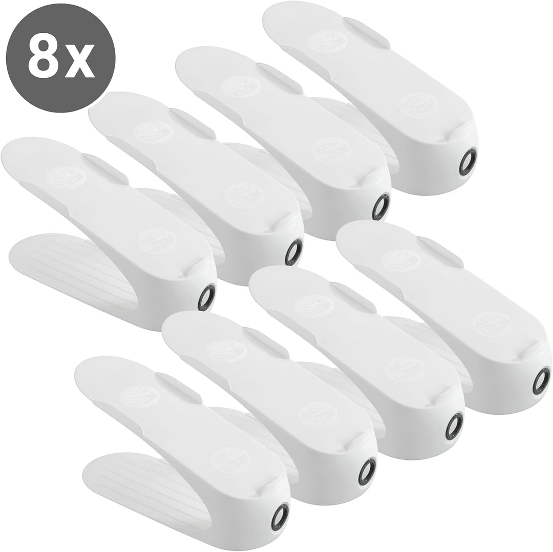 WENKO Schuhhalter Weiss 8er Set mit Griffloch für leichte Handhabung Weiss