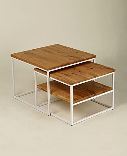 Original BestLoft® 2er-Set Couchtisch Twinsburg aus edler Eiche Industriedesign (Eiche Wild + Gestel