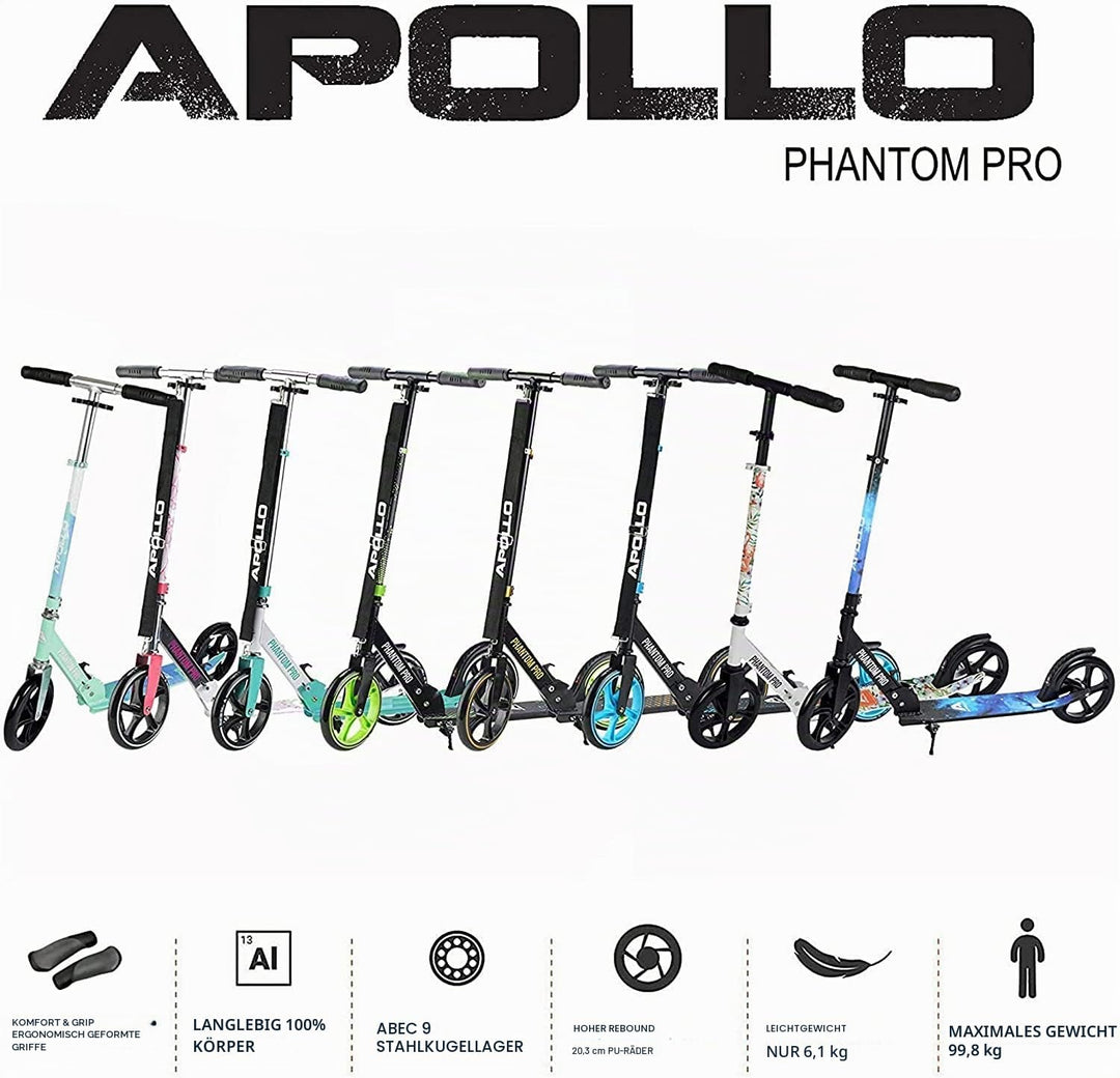 Apollo XXL Wheel Scooter - Phantom Pro Cityroller | Klappbarer City Roller für Kinder | Höhenverstel