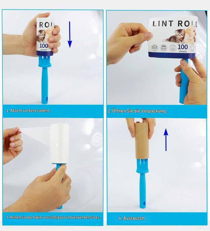 Extra klebrige Fusselrolle Mega Value Set 1000 Blatt, mit 3 Griffen Lint Roller, Fusselroller für Kl