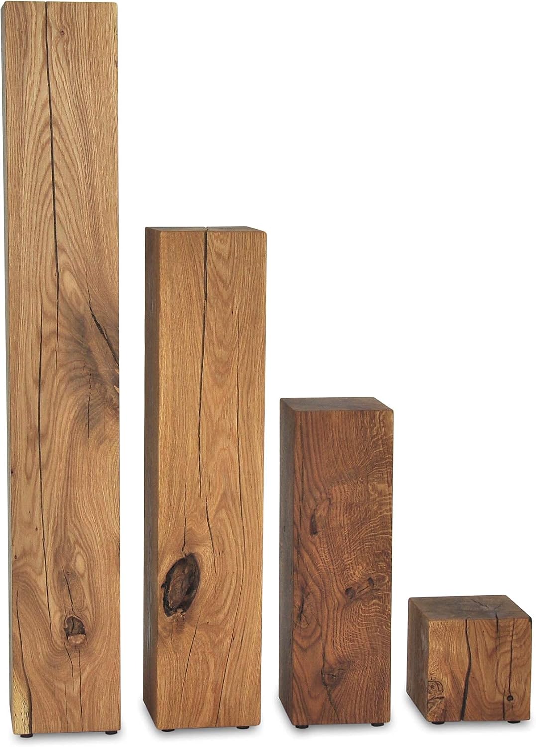 ms factory Holzblock Eiche Massiv - Handgefertigter Holzklotz - Rustikale Holzsäule - Beistelltisch