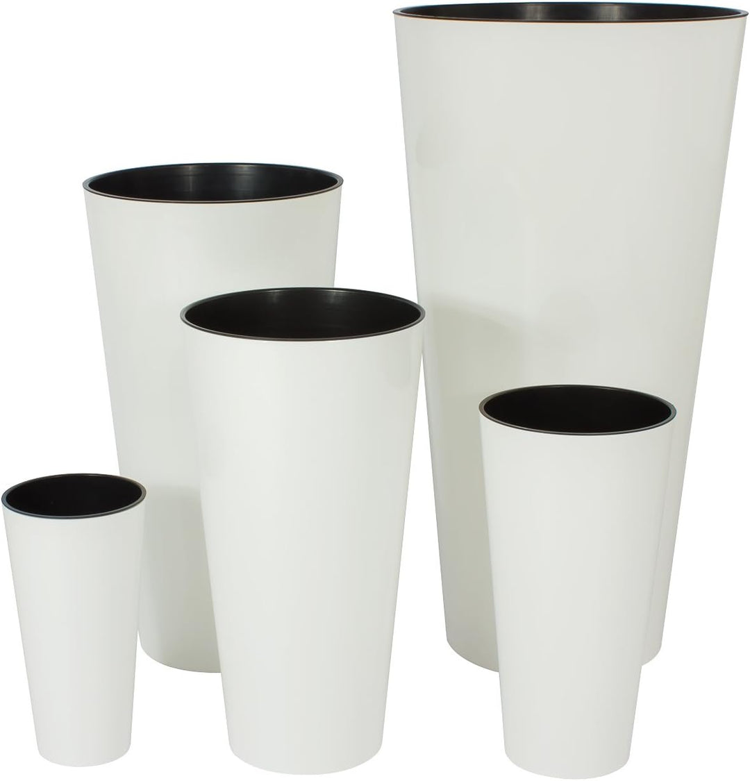 Maceta brillo TUBUS SLIM 64L., dimensiones (mm) 400x400x762, color Blanco Weiss 40x76,2 Single, Weis