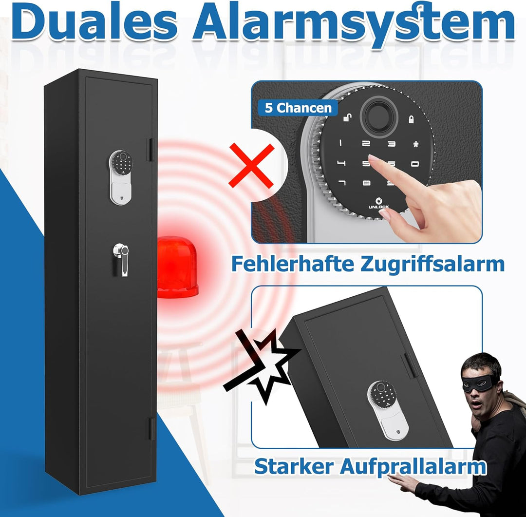 Sicherheitsschrank Tresor Schwarz – Stahlblech Safe mit Fingerabdruck & Smart-Funktion, Verstellbare