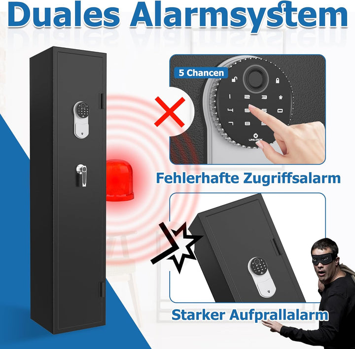 Sicherheitsschrank Tresor Schwarz – Stahlblech Safe mit Fingerabdruck & Smart-Funktion, Verstellbare
