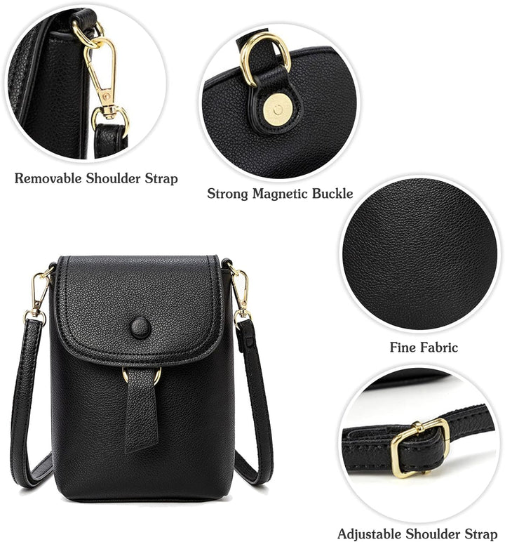 PORRASSO Mode Handy Umhängetasche Damen Handytasche Mädchen Min Schultertasche PU Geldbörse Crossbod