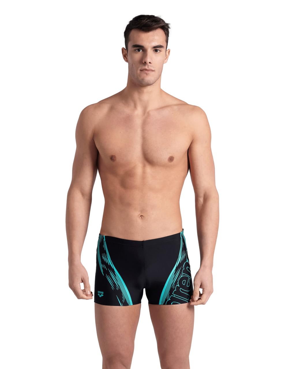ARENA Herren Men's Swim Short Graphic Badehosen Shorts (1er Pack) 48 Black-water, 48 Black-water