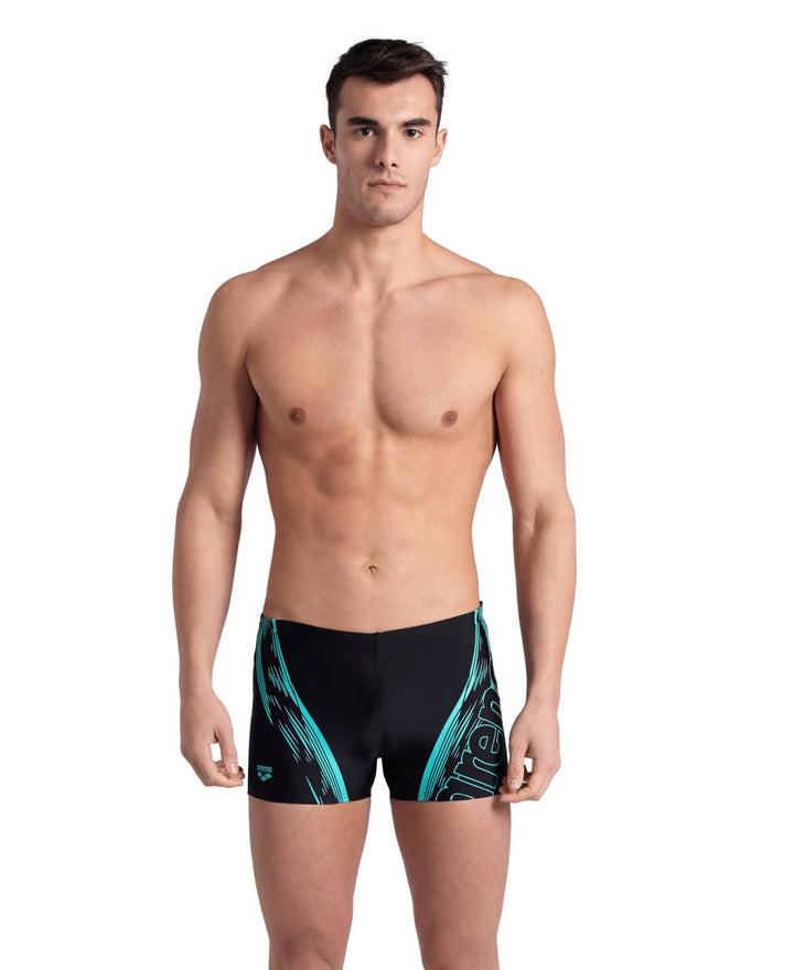 ARENA Herren Men's Swim Short Graphic Badehosen Shorts (1er Pack) 48 Black-water, 48 Black-water
