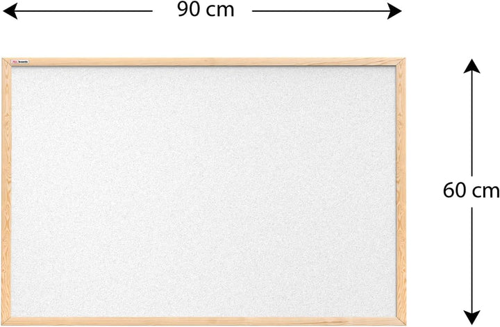 ALLboards Weiss Pinnwand mit Holz Rahmen 90x60cm Korktafel Korkwand Pinnwand Kork Farbiger Kork 90x6