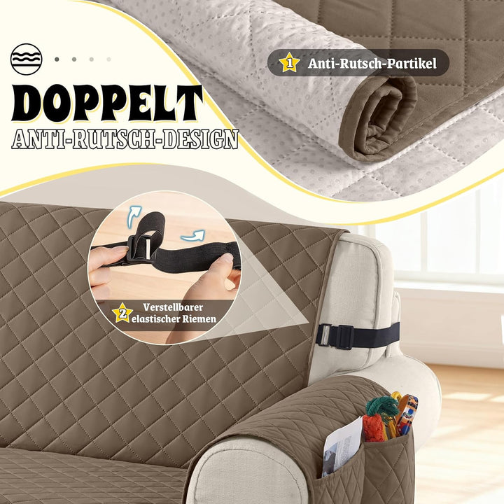 TAOCOCO Sofa Überzug, Sofabezug Wasserdicht Mit Gummiband，Wohnzimmer Anti-Rutsch Gepolsterter Sofasc