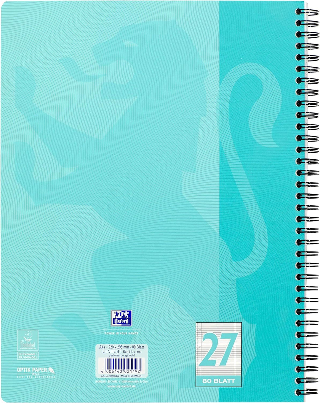 Oxford Touch Collegeblock A4 liniert mit Doppelrand, 80 Blatt, sortiert, 10 Stück, liniert