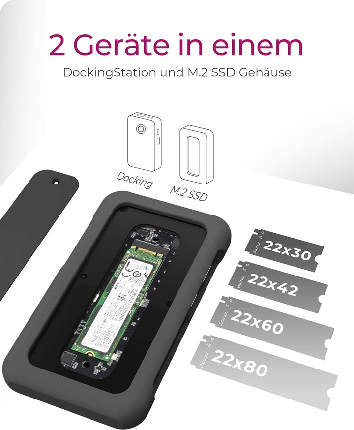 ICY BOX USB-C Docking Station & M.2 NVMe Gehäuse, USB 3.1 Gen 2 (10 Gbit/s), 1x HDMI (4K/60HZ), 5-fa