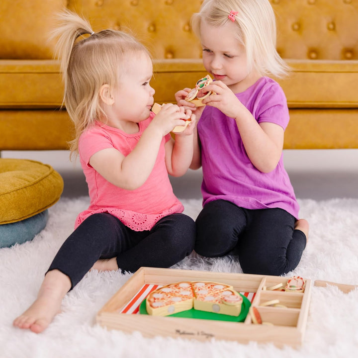 Melissa and Doug Pizza Set | Pizza Holz Kinder | Pizza Spielzeug Lebensmittel Kinderküche Zubehör Ho