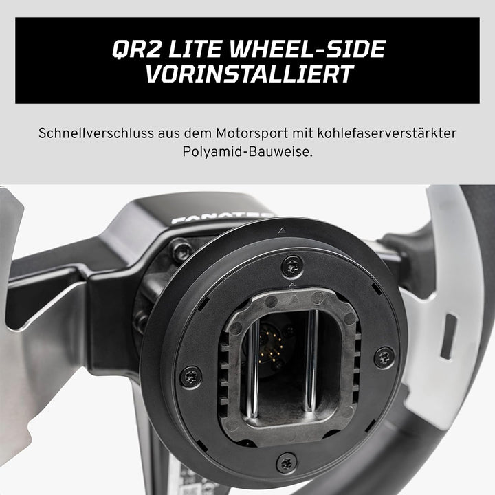 FANATEC Sim Racing CSL-Lenkrad P1 V2 (QR2 LITE) – Gummierte Umrandung, RevStripe, LED-Display, Metal