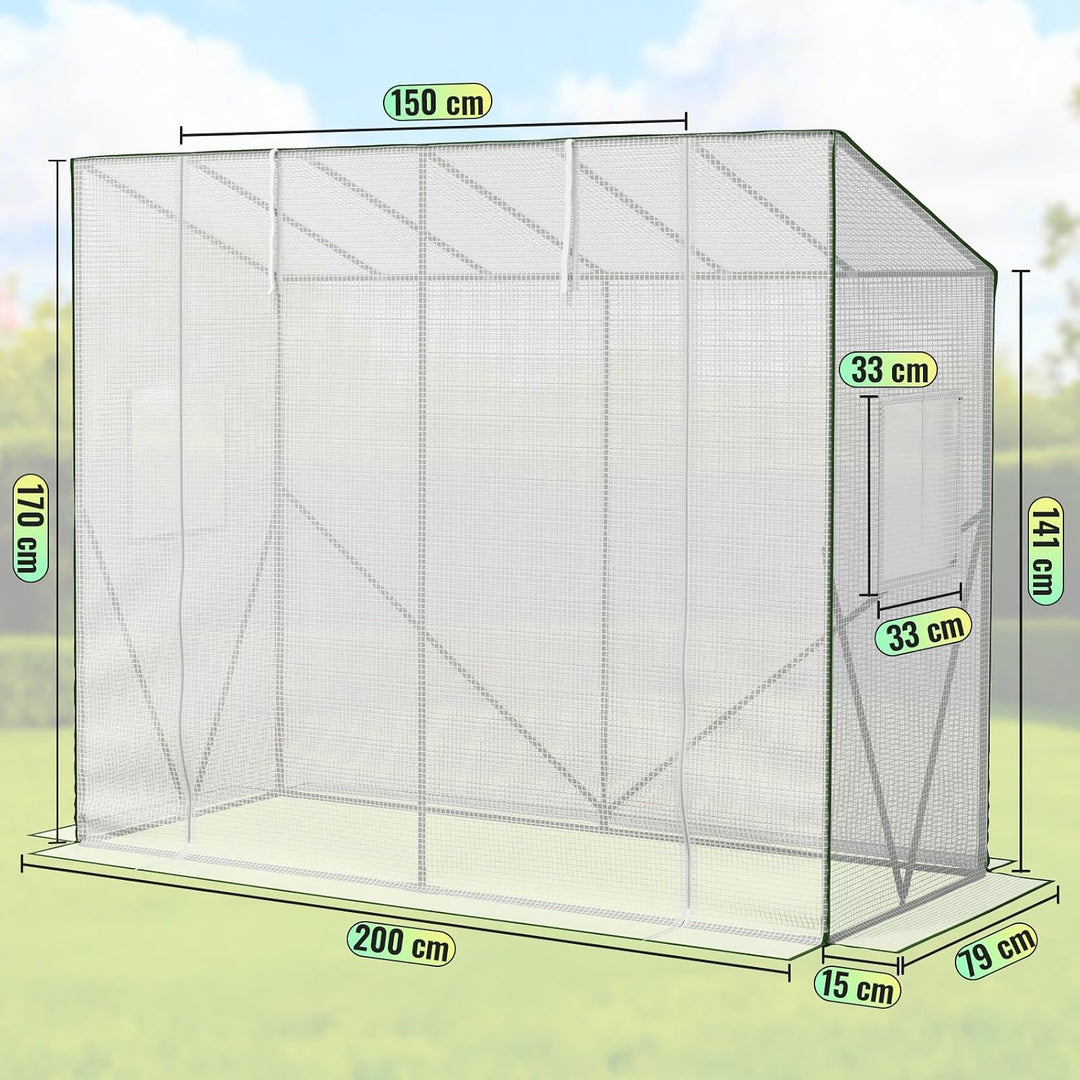 Velway Gewächshaus Tomatengewächshaus Begehbares 200x79x170/141cm | Witterungsschutz Schrägdach Foli